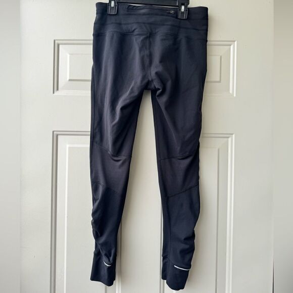 Athleta Women's Size S Black Reflective Floral Print Ruched Mesh Leggings - Picture 9 of 9